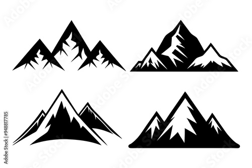 Set of a mountains silhouette vector on white background