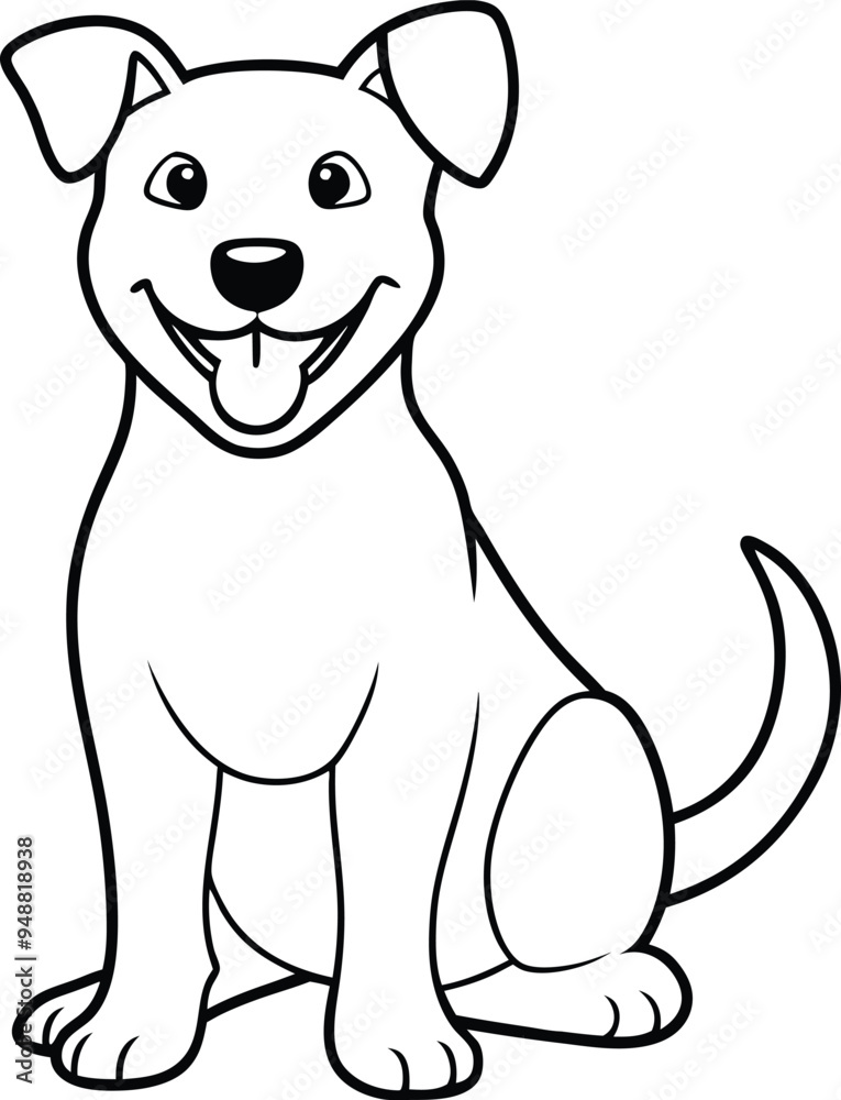 Cute dog vector with a big nose and wagging tail perfect for coloring
