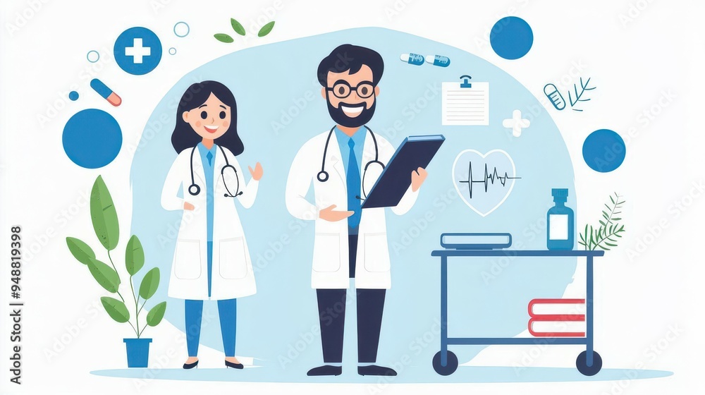 Doctor Giving Lecture in Clean Medical Classroom with Technology Doctor Giving Lecture in Clean Medical Classroom with Technology
