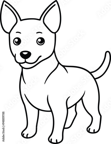 Smiling dog vector illustration with a bouncy tail for kids to enjoy
