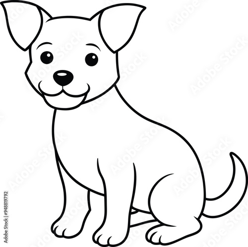 Cute dog with floppy ears and a big nose vector for kids to color 