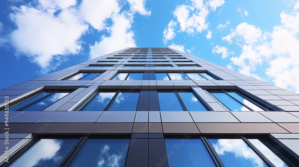 Modern Skyscraper, the sky is reflected in the building Modern Skyscraper, the sky is reflected in the building