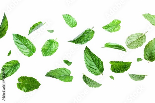 green leaves isolated on white