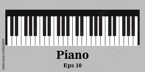 piano keyboard . Set of levers on a musical instrument for playing , musical scale. Illustration. Vector. Eps 10