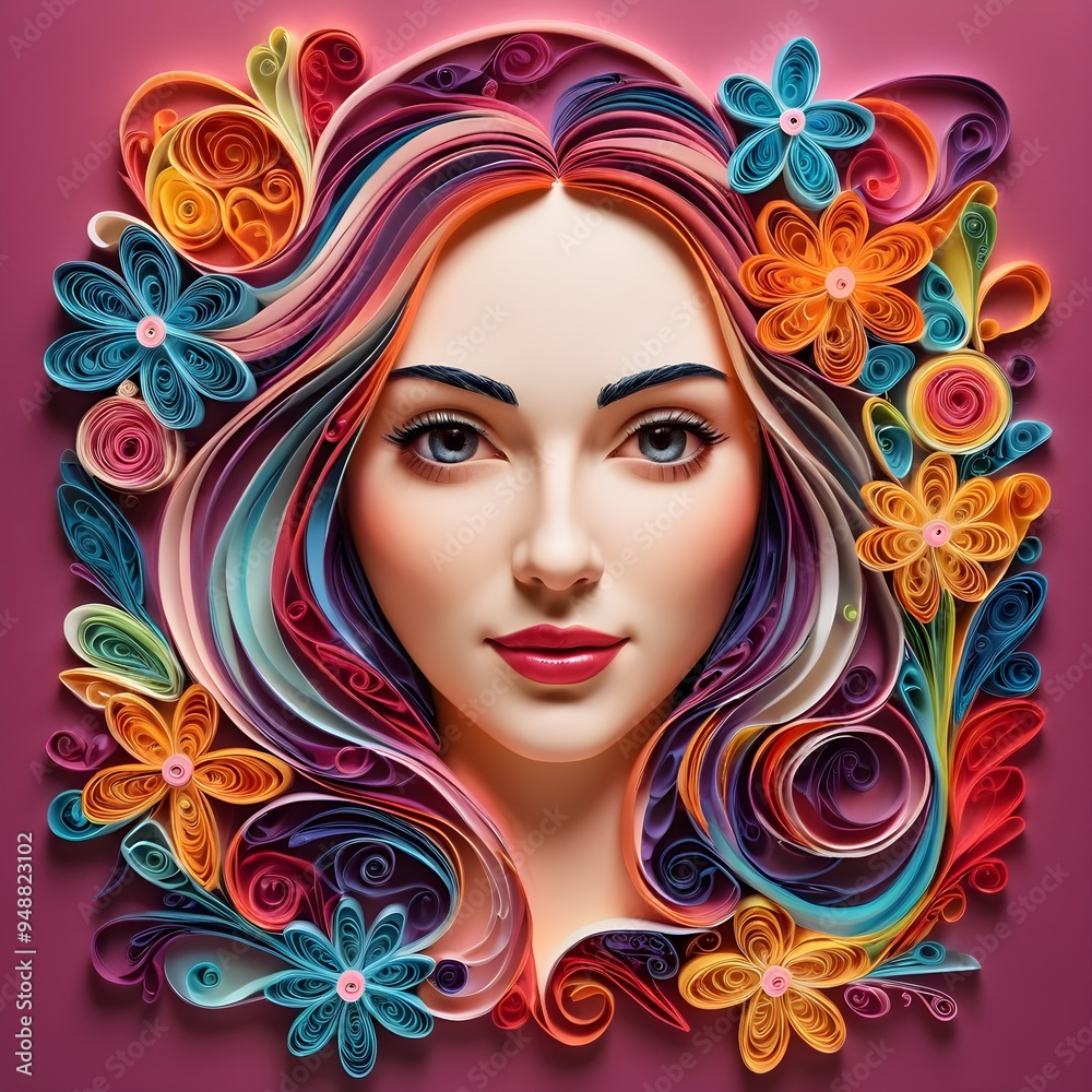 Fototapeta premium hair style - quilling art