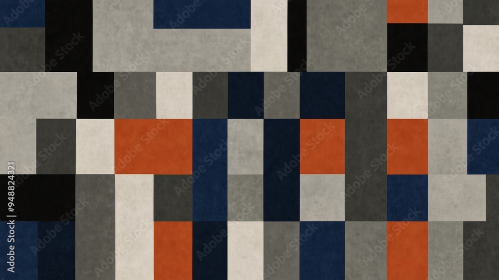 Abstract Geometric Pattern in Navy, Gray, and Orange Abstract Geometric Pattern in Navy, Gray, and Orange