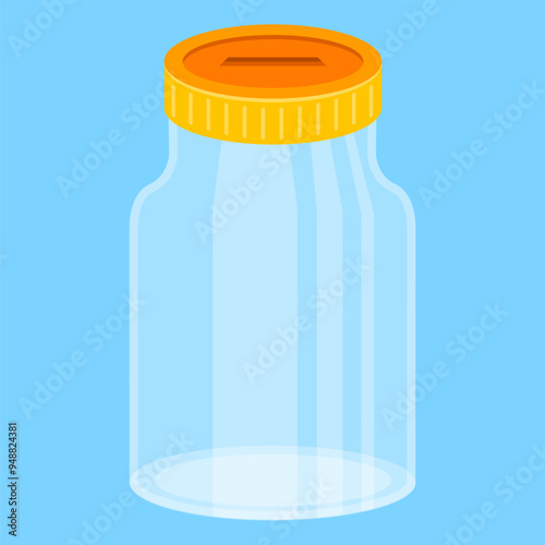 Glass Jars for canning,cartoon style,flat.Eps 10. bottles for liquids canned food for shelves vector template. photo