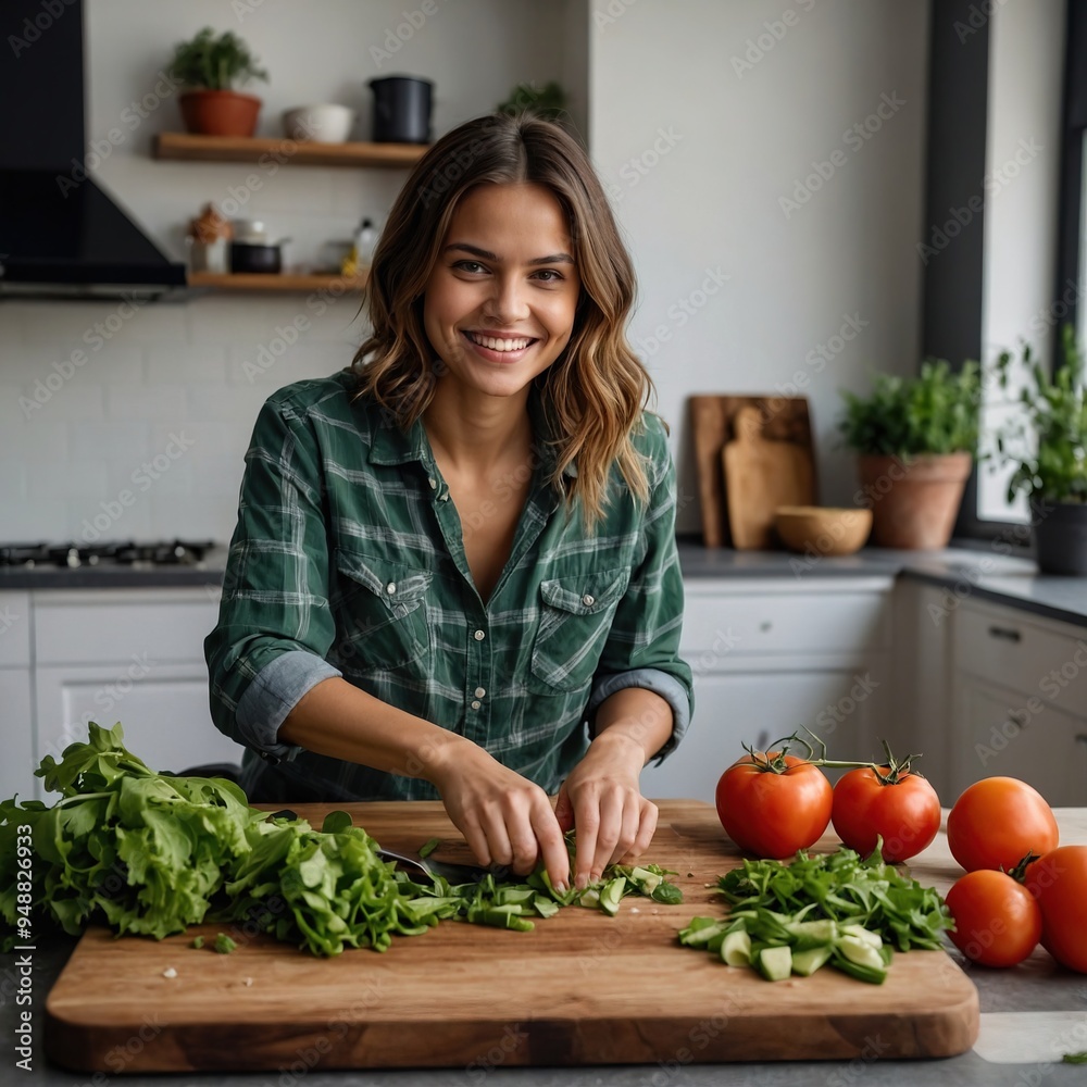 woman preparing vegetables in kitchen woman preparing vegetables in kitchen