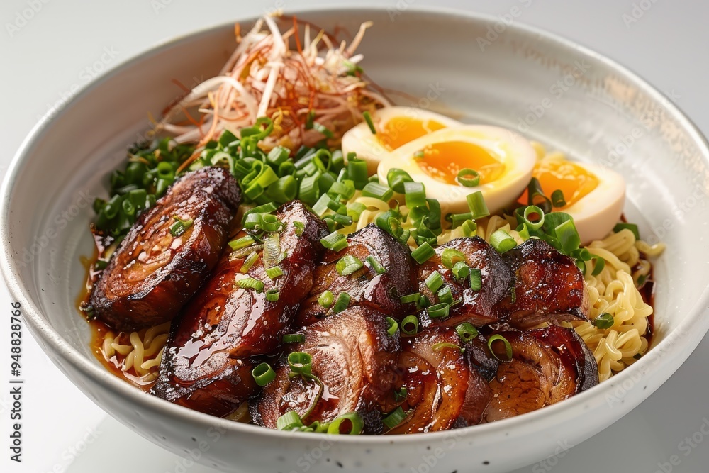 Delicious Ramen Bowl With Char Siu and Soft-Boiled Eggs Delicious Ramen Bowl With Char Siu and Soft-Boiled Eggs