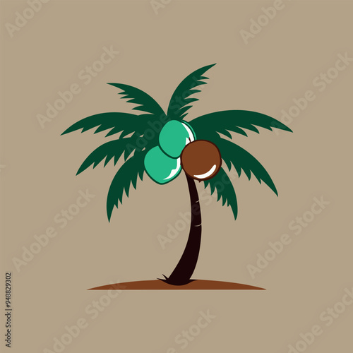 coconut tree with fruit in white background