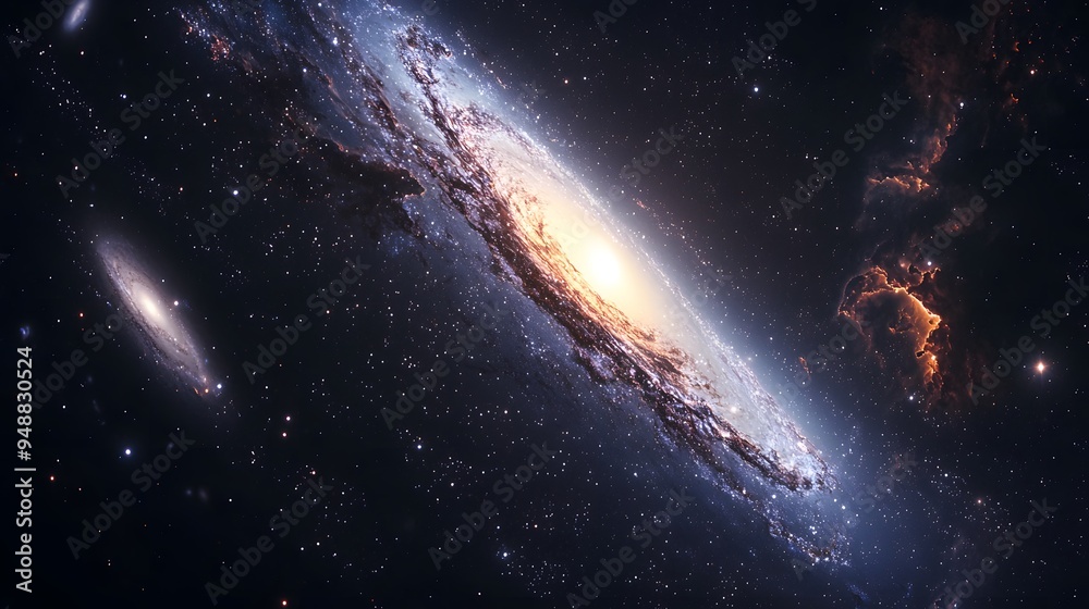 Fototapeta premium A high-resolution digital camera capturing a galaxy in the night sky, emphasizing the universe's depth and beauty