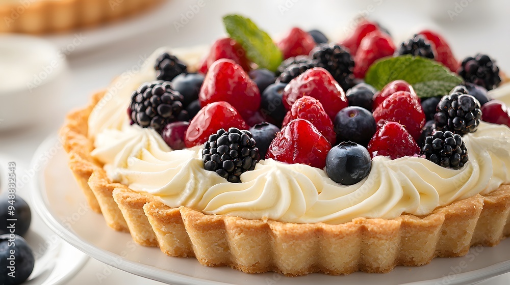 Delicious Fresh Fruit Tart with Whipped Cream Delicious Fresh Fruit Tart with Whipped Cream