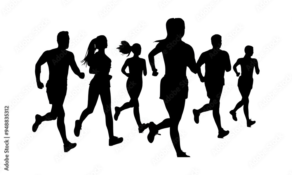 Obraz premium Runner silhouette vector illustration isolated black object on white background for background design.