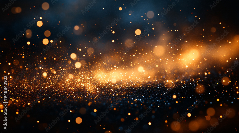 Fototapeta premium gold and blue glitter lights. The dynamic interplay of colors and textures evokes a sense of elegance and mystique