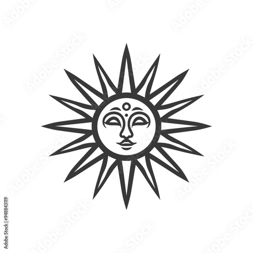 Sun with Human Face and Rays