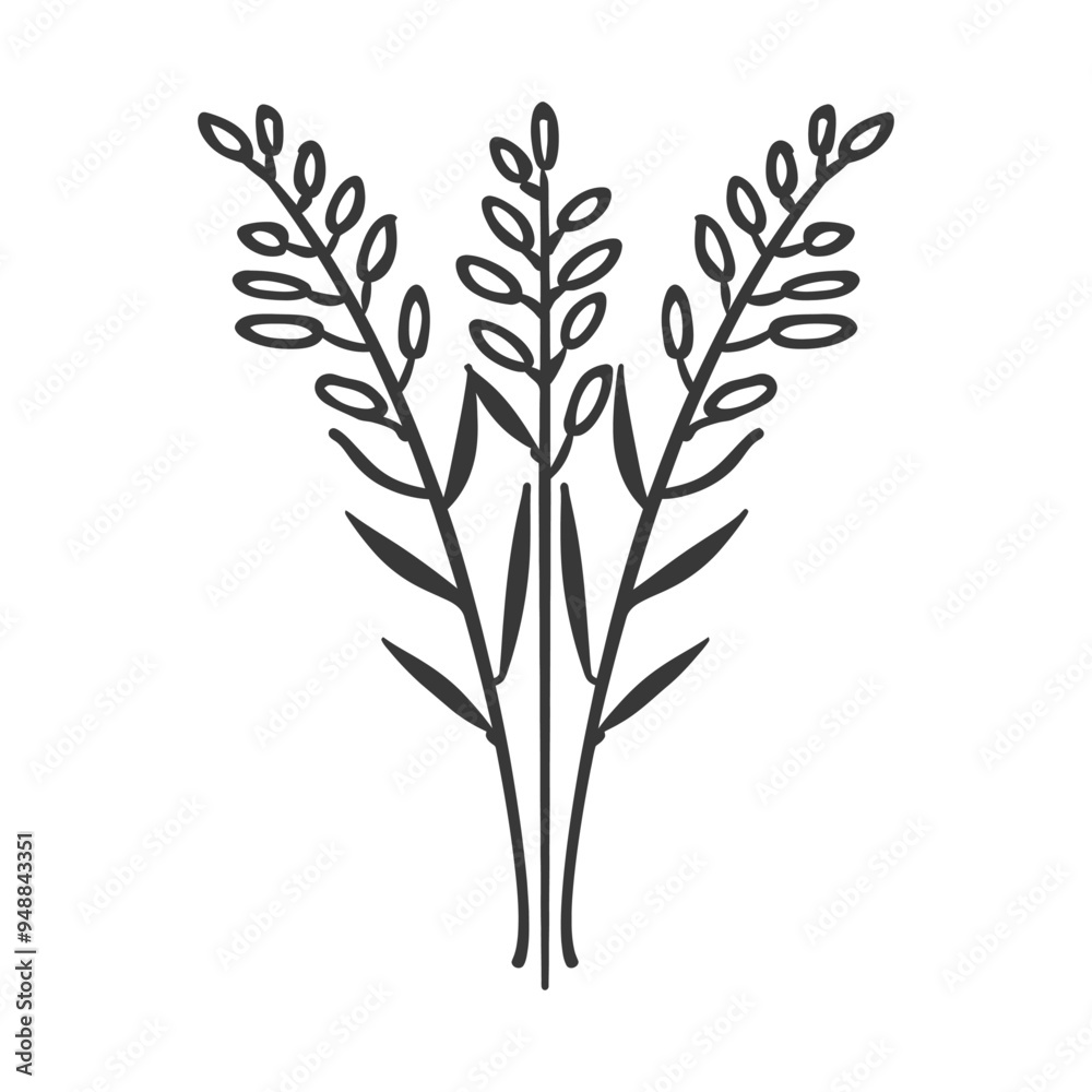 Three stylized branches with rounded leaves Three stylized branches with rounded leaves