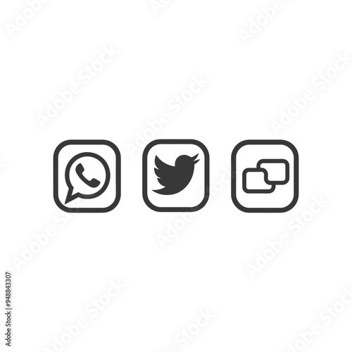 Three Social Media App Icons on a White Background