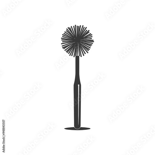 Toilet Brush with a Round Bristle Head