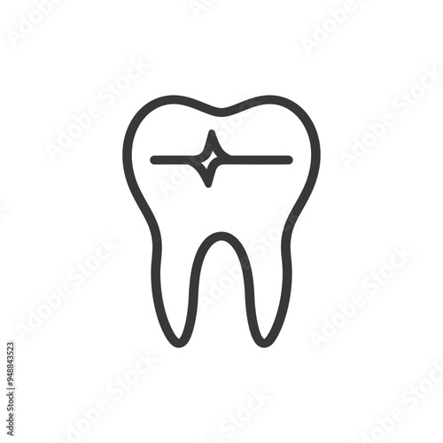 Tooth with a sparkle on the surface representing clean and healthy teeth