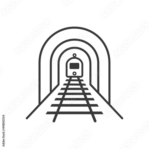 Train Entering Tunnel with Tracks and Archways