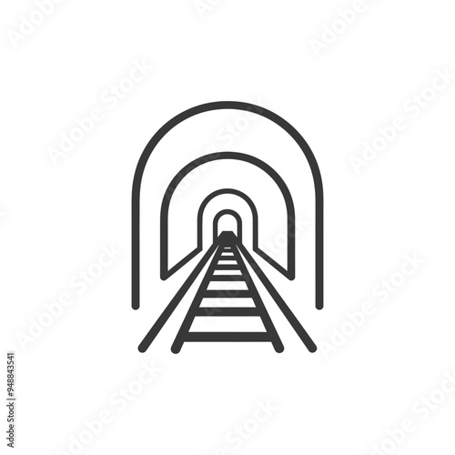 Train Tracks Leading Into Tunnel with Multiple Arched Entrances