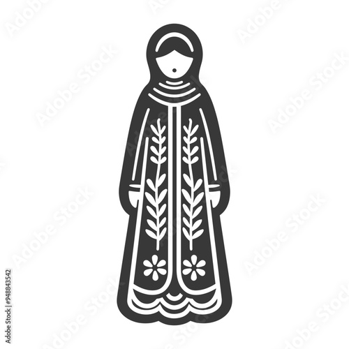 Traditional Russian Nesting Doll Figure with Ornate Clothing