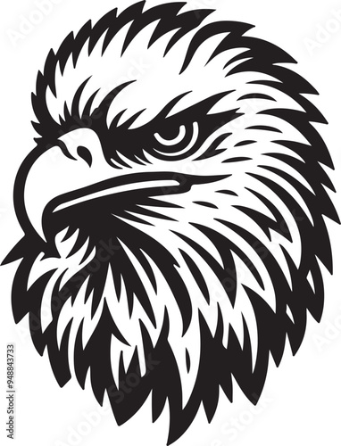 Hawk eagle head silhouette vector design on white background