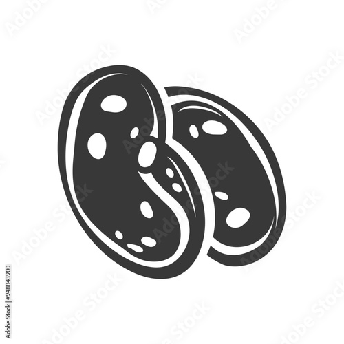 Two Black And White Beans Isolated On White