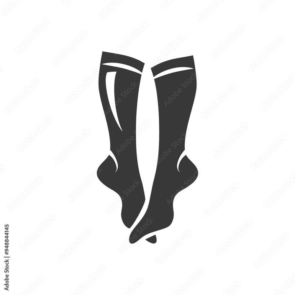 Two Black and White Socks Standing Upright Two Black and White Socks Standing Upright