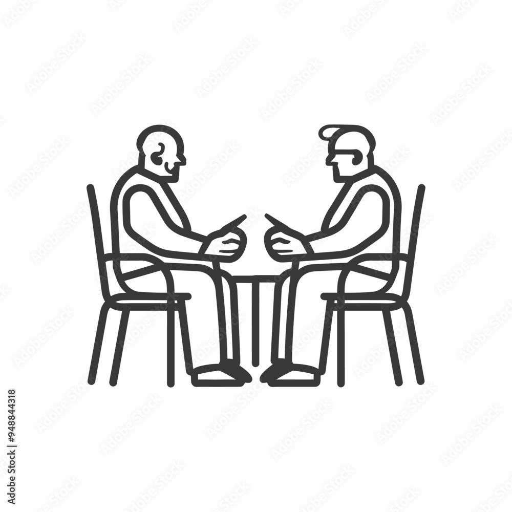 Two Elderly Men Sitting Across from Each Other at a Table Two Elderly Men Sitting Across from Each Other at a Table