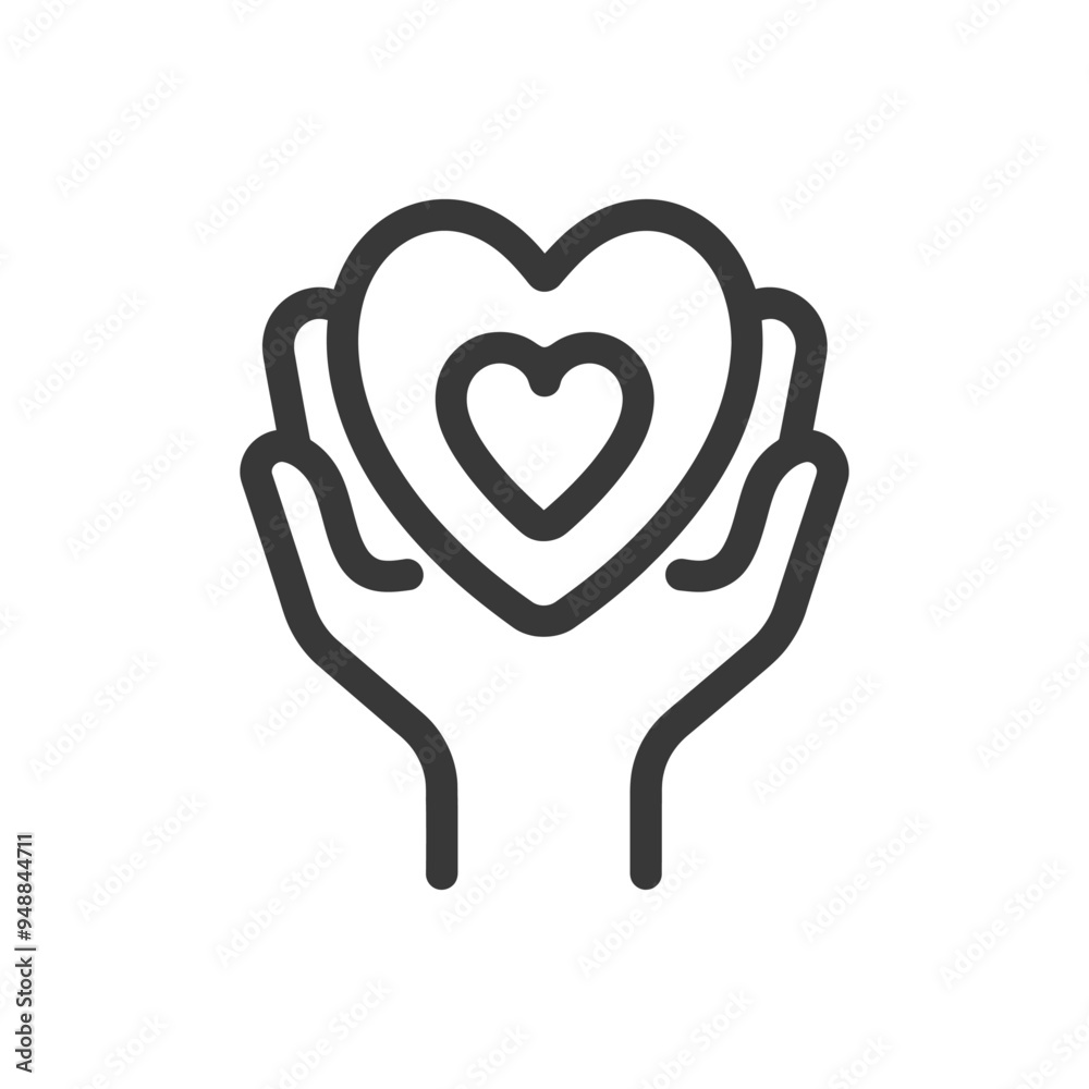 Two hands cupping a heart with another smaller heart inside Two hands cupping a heart with another smaller heart inside