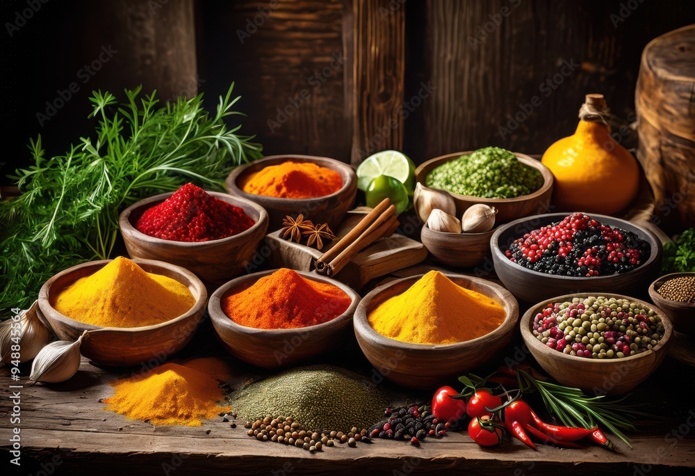colorful diverse food textures displayed rustic wooden background highlighting fresh ingredients culinary artistry, brightness, composition, contrast colorful diverse food textures displayed rustic wooden background highlighting fresh ingredients culinary artistry, brightness, composition, contrast