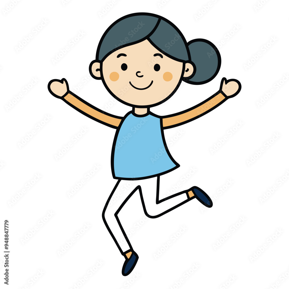 Jumping Girl Cartoon Vector Illustration , Character Vector Design png Jumping Girl Cartoon Vector Illustration , Character Vector Design png