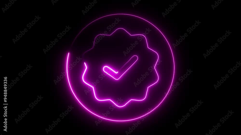 green glowing neon chek mark icon animation green glowing neon chek mark icon animation