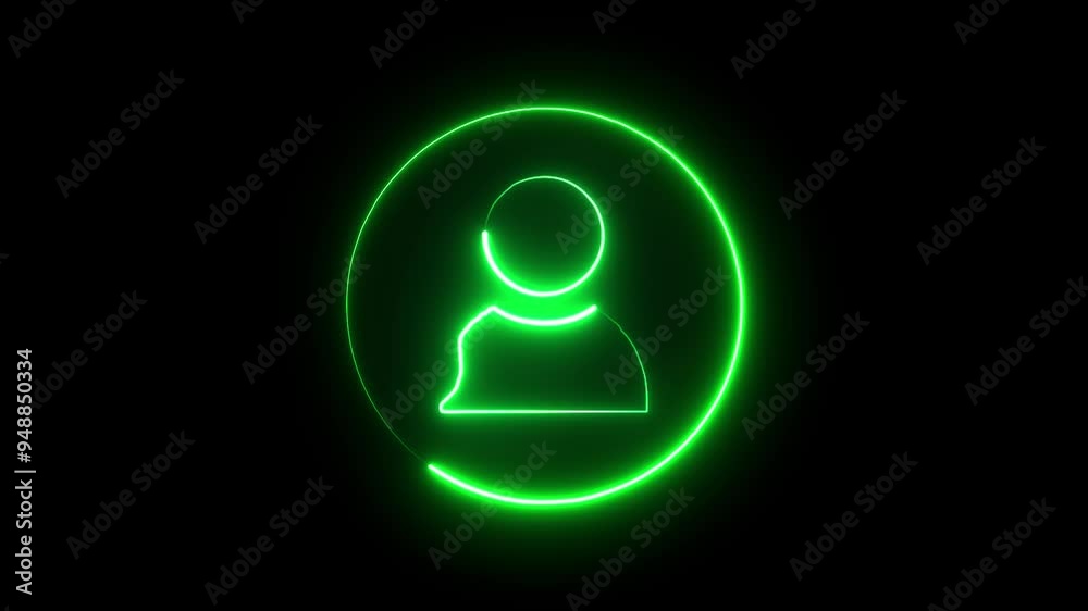 Neon User line icon inside circle, user information. Social Network User Id Icon black Background. 4k animation. Neon User line icon inside circle, user information. Social Network User Id Icon black Background. 4k animation.