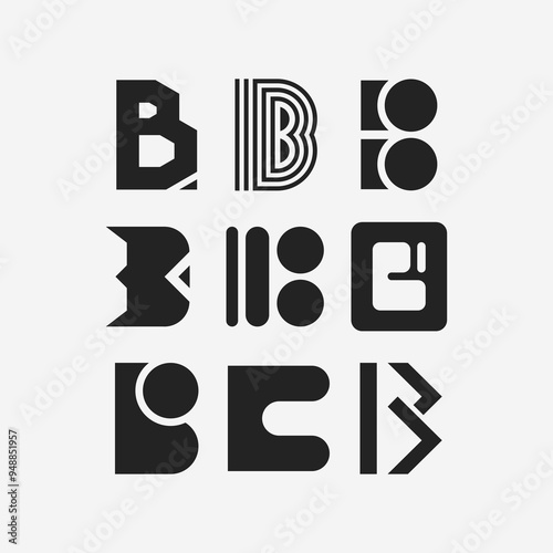 Logo Abstract B Letter Concept Modern Minimalism Flat Design
