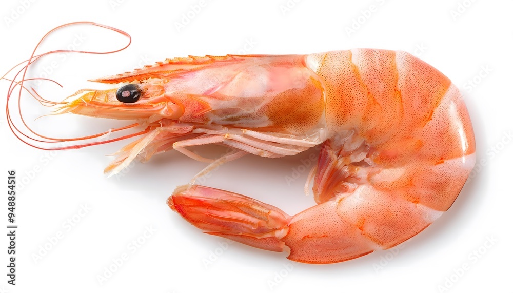 An isolated image of fresh shrimp on a white background An isolated image of fresh shrimp on a white background