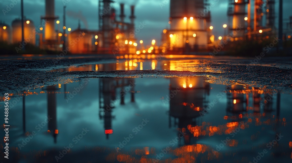 Fototapeta premium Reflection of Industrial Cityscape