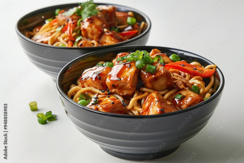 Delicious Chicken Noodles With Vegetables and Sauce Delicious Chicken Noodles With Vegetables and Sauce