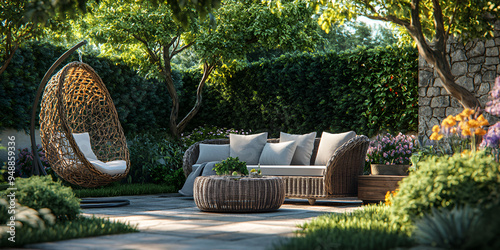  Outdoor Patio Set with Wooden Table and Chairs
