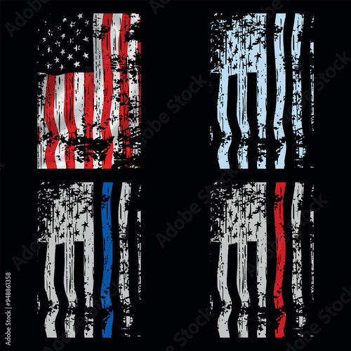 Firefighter, police, military, nurse, Ems, correction, dispatch. first responders Shirt, Flag, Police, Firefighter Military Dispatch Nurse Corrections Ems American t-shirt, for banner, poster red.	
