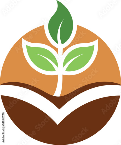 Plant seed logo, reforestation logo go green vector line art illustration