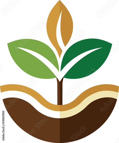 Plant seed logo, reforestation logo go green vector line art illustration