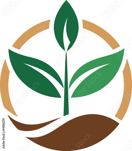 Plant seed logo, reforestation logo go green vector line art illustration