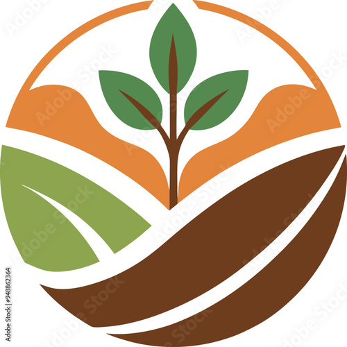 Plant seed logo, reforestation logo go green vector line art illustration
