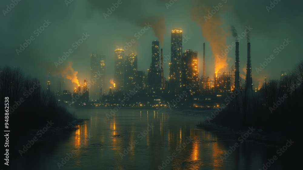 Industrial Cityscape at Night Industrial Cityscape at Night
