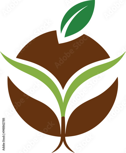 Plant seed logo, reforestation logo go green vector line art illustration