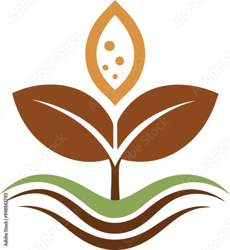 Plant seed logo, reforestation logo go green vector line art illustration