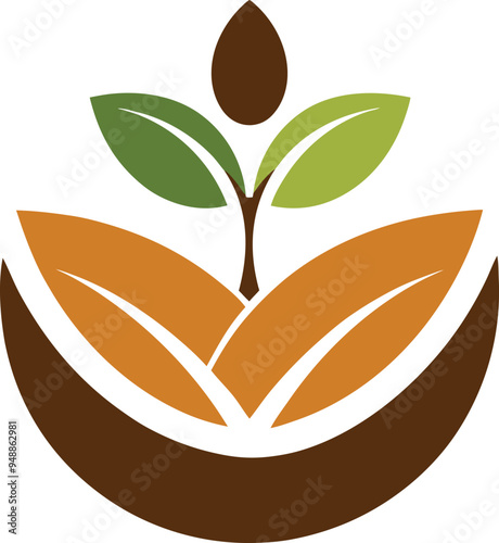 Plant seed logo, reforestation logo go green vector line art illustration