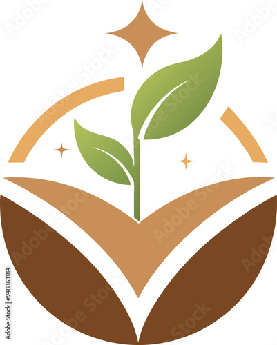 Plant seed logo, reforestation logo go green vector line art illustration